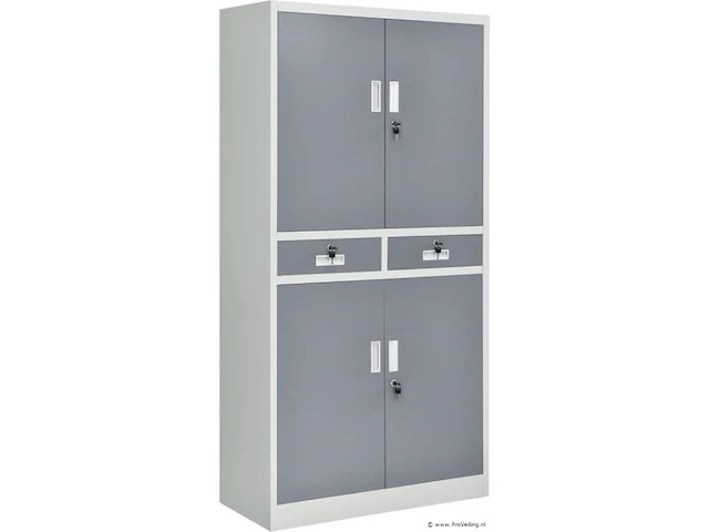 Metalen kantoorkast / kast / archiefkast - 90 x 90cm - wit / grijs - afbeelding 1 van  3
