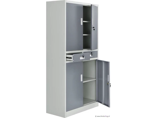 Metalen kantoorkast / kast / archiefkast - 90 x 90cm - wit / grijs - afbeelding 3 van  3