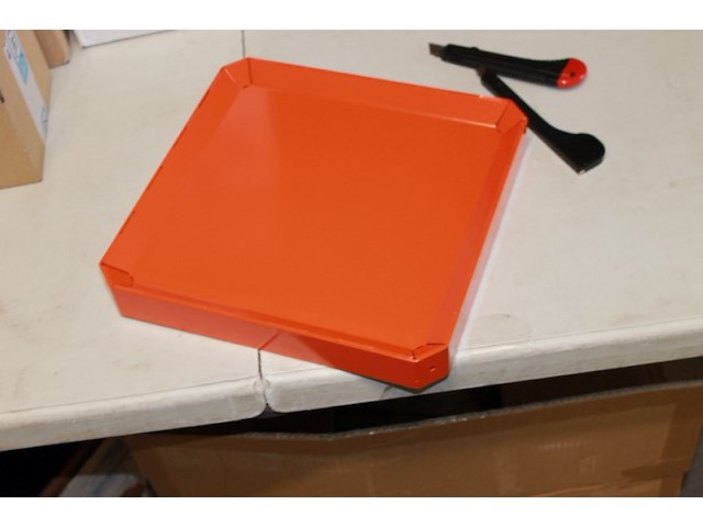 Metalen onder zetten / kaarshouder oranje 30x30 1x - afbeelding 1 van  3