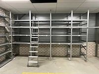 Metalsistem s1 / s2 legbordstelling 14,5 meter, 12 secties (305cm hoog) v.v. italscale fusalluminio ladder met rail - afbeelding 5 van  11