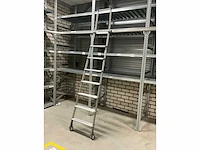 Metalsistem s1 / s2 legbordstelling 14,5 meter, 12 secties (305cm hoog) v.v. italscale fusalluminio ladder met rail - afbeelding 11 van  11