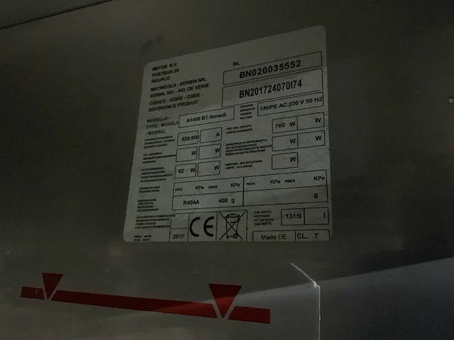 Metos a 1400 bt armadi dubbeldeurs vrieskast - afbeelding 8 van  8