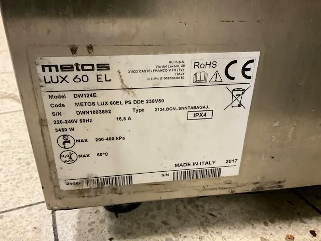 Metos lux 60 el vaatwasmachine - afbeelding 7 van  7