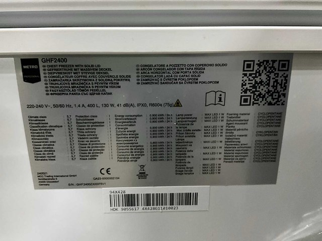 Metro ghf2400 vrieskist - afbeelding 5 van  5