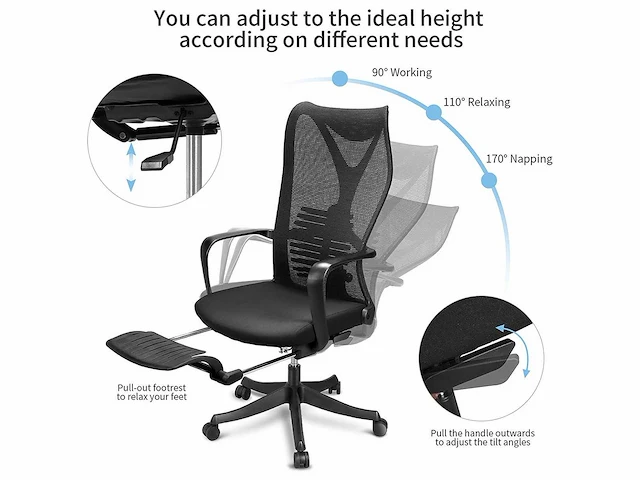 Mfavour - mfv0042 - ergonomische bureaustoel met voetsteun - afbeelding 2 van  4