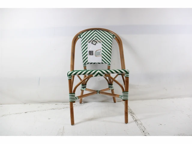 Mica decorations mandox bistrostoel - l51 x b57 x h90 cm - rotan - donkergroen wit - afbeelding 1 van  1