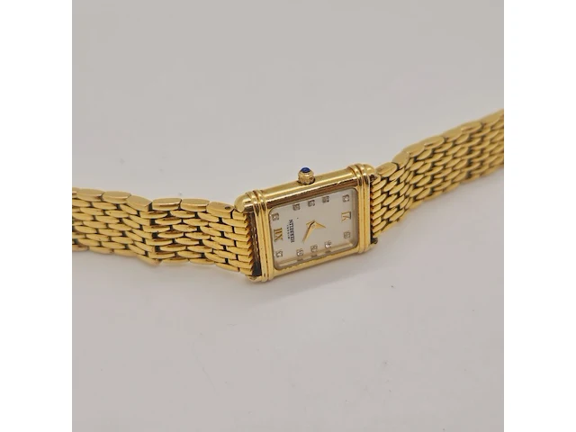 Michel herbelin goldplated tankhorloge met diamanten en parelmoer - afbeelding 4 van  7