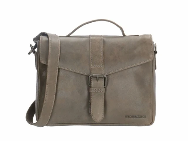 Micmacbags porto schoudertas grijs 100% leer - afbeelding 1 van  3