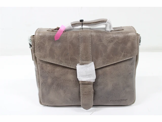Micmacbags porto schoudertas grijs 100% leer - afbeelding 2 van  3