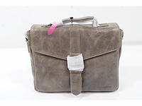 Micmacbags porto schoudertas grijs 100% leer - afbeelding 2 van  3