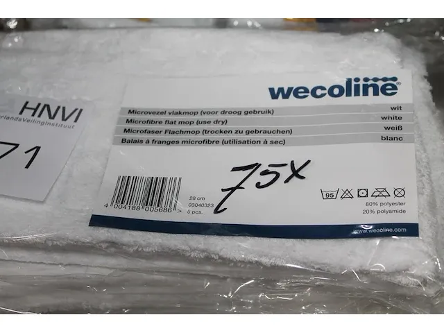 Microvezel plakmoppen wecoline wit. 75 stuks. - afbeelding 2 van  2