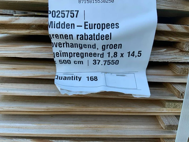 Midden europees grenen - overhangend rabatdeel 5000x145x18mm (168x) - afbeelding 7 van  8