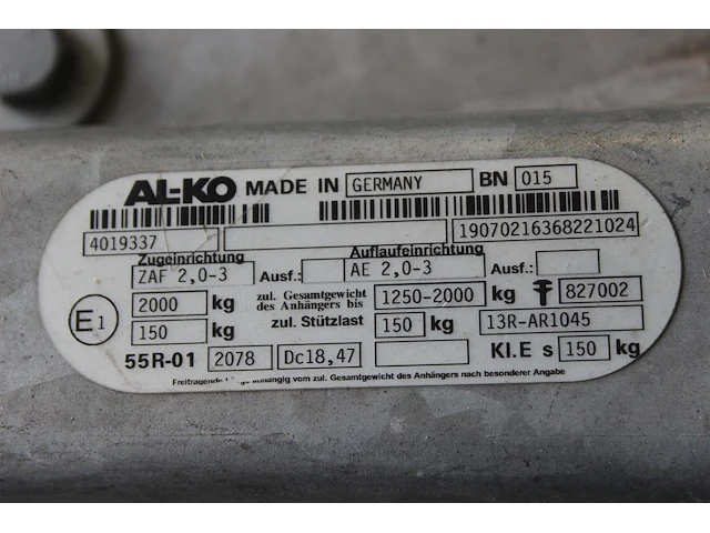Middenas-aanhanger hapert ta c29a met kenteken 03-wt-pk en open laadvloer. maximaal 2 ton. bakafmeting 340 ... - afbeelding 7 van  8