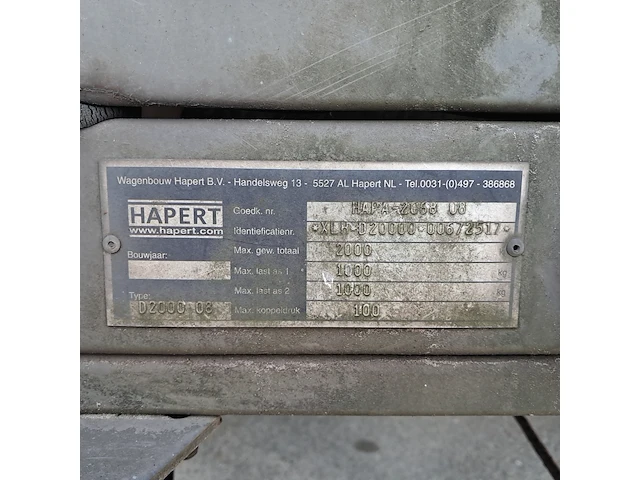Middenas kipper aanhangwagen, hapert, d2000 08, 2004 - afbeelding 15 van  24