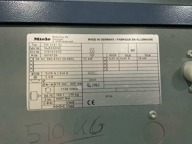 Miele pw 6161 el industriële wasmachine - afbeelding 6 van  14