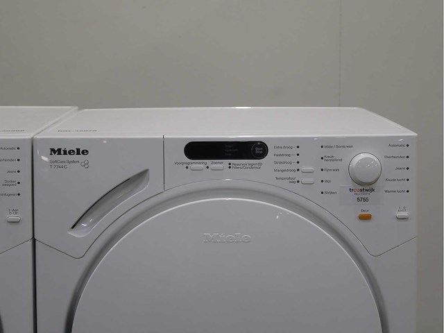 Miele v 1813 softcare system wasmachine & miele t 7744 c softcare system wasdroger - afbeelding 6 van  8