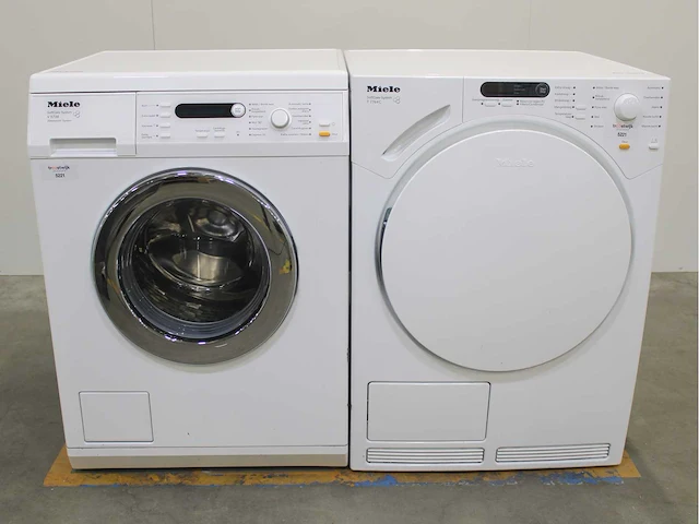 Miele v 5738 softcare system wasmachine & miele t 7744 c softcare system wasdroger - afbeelding 1 van  8