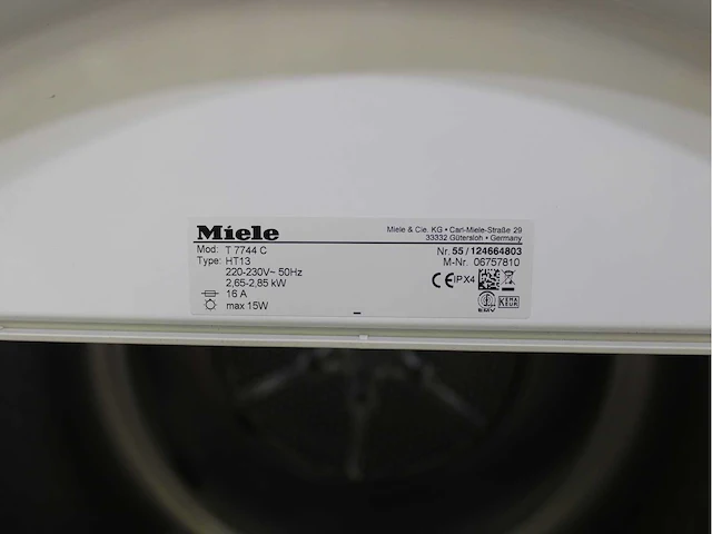 Miele v 5738 softcare system wasmachine & miele t 7744 c softcare system wasdroger - afbeelding 8 van  8