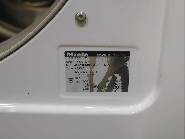 Miele w 3203 softcare system wasmachine & miele t 8627 wp ecocomfort wasdroger - afbeelding 8 van  8