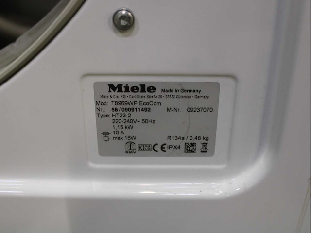 Miele w 3241 softcare system wasmachine & miele t 8969 wp softcare system ecocomfort wasdroger - afbeelding 8 van  8