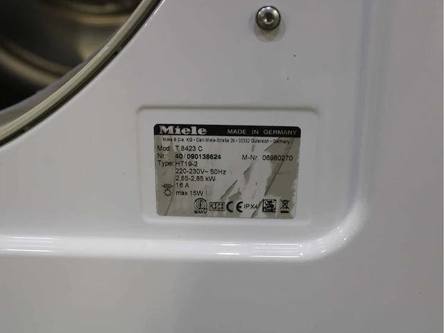 Miele w 3821 softcare system wasmachine & miele t 8423 c softcare system wasdroger - afbeelding 8 van  8