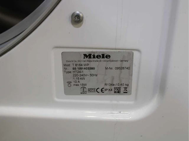 Miele w 3825 softcare system wasmachine & miele t 8164 wp softcare system ecocomfort wasdroger - afbeelding 8 van  8