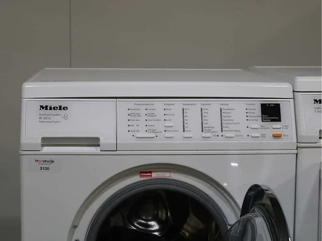 Miele w 3833 softcare system wasmachine & miele t 8433 c softcare system droger - afbeelding 3 van  8