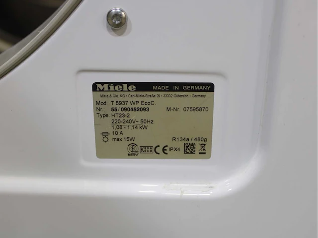 Miele w 3833 softcare system wasmachine & miele t 8937 wp softcare system ecocomfort wasdroger - afbeelding 8 van  8