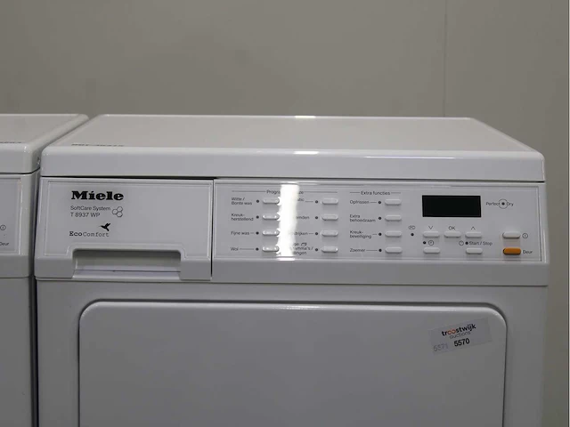 Miele w 5723 softcare system wasmachine & miele t 8937 wp softcare system ecocomfort wasdroger - afbeelding 6 van  7