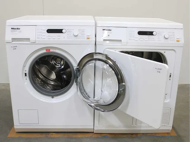 Miele w 5825 softcare system wasmachine & miele t 8827 wp softcare system ecocomfort droger - afbeelding 2 van  8