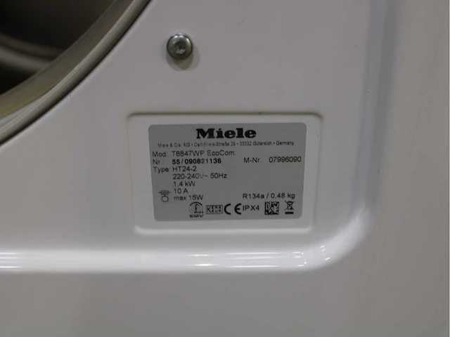 Miele w 5847 softcare system wasmachine & miele t 8847 wp softcare system ecocomfort wasdroger - afbeelding 8 van  8