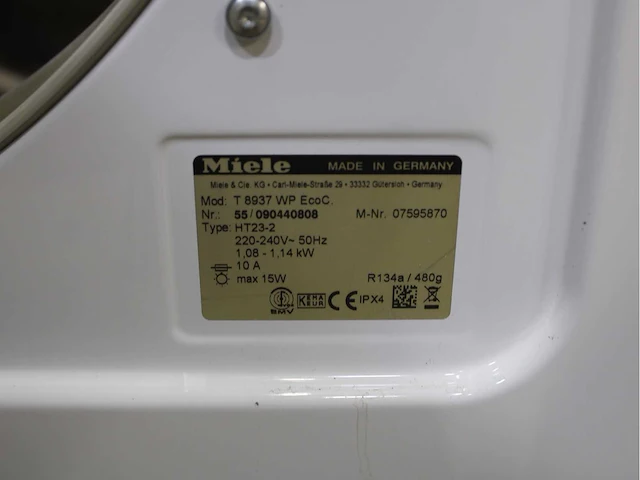 Miele w 5933 softcare system wasmachine & miele t 8937 wp softcare system ecocomfort wasdroger - afbeelding 8 van  8