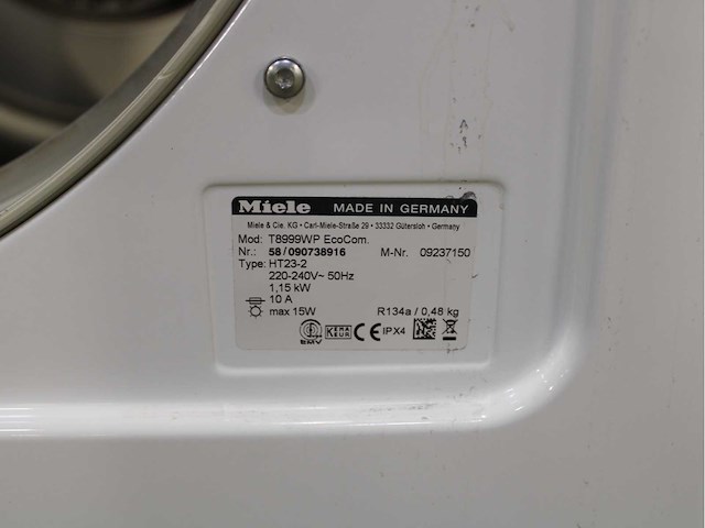 Miele w 5993 softcare system wasmachine & miele t 8999 wp softcare system ecocomfort wasdroger - afbeelding 8 van  8
