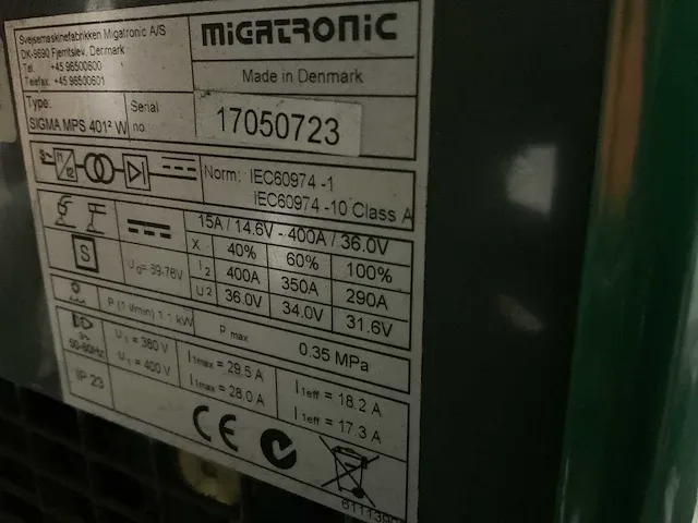 Migatronic sigma mps 400 lasapparaat - afbeelding 11 van  13