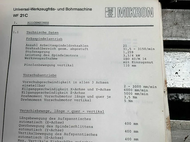 Mikron wf21c universele freesmachine - afbeelding 2 van  19