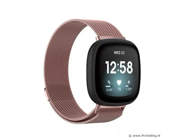 Milanees smartwatch bandje fitbit versa 3/fitbit sense - roze (betreft alleen het bandje. geen smartwatch!) - afbeelding 2 van  2