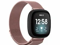 Milanees smartwatch bandje fitbit versa 3/fitbit sense - roze (betreft alleen het bandje. geen smartwatch!) - afbeelding 2 van  2
