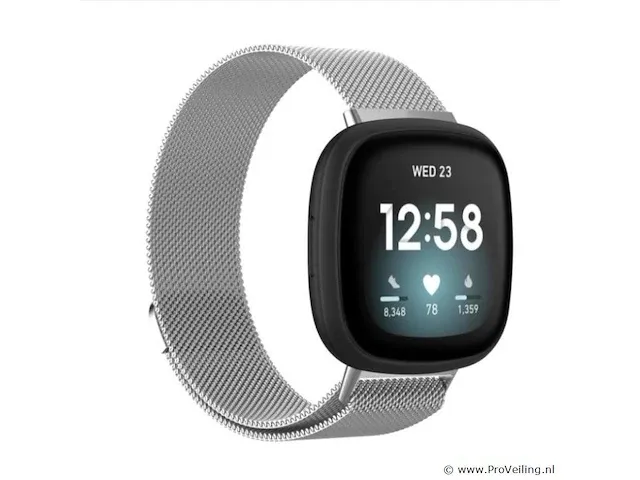 Milanees smartwatch bandje fitbit versa 3/fitbit sense - zilver (betreft alleen het bandje. geen smartwatch!) - afbeelding 2 van  2