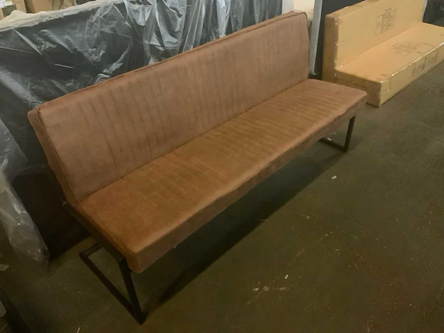 Milano cognac 185cm eettafel bank - afbeelding 3 van  6
