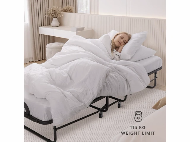 Milliard diplomat opklapbed/logeerbed eenpersoons dik met luxe traagschuim matras 190 x 79 x 125 cm - afbeelding 2 van  6