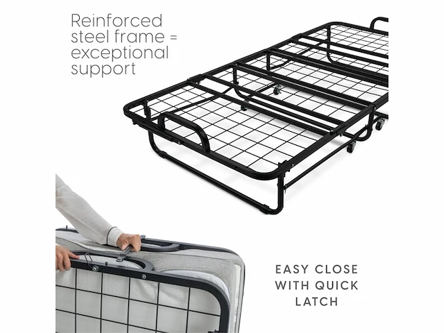 Milliard diplomat opklapbed/logeerbed eenpersoons dik met luxe traagschuim matras 190 x 79 x 125 cm - afbeelding 3 van  6
