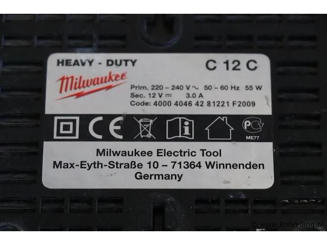 Milwaukee acculader type c 12 c - afbeelding 2 van  2