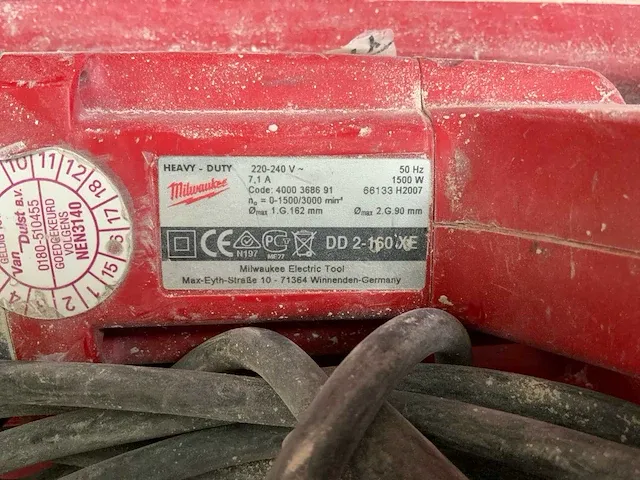 Milwaukee dd 2-160 xe droge diamantboormachine - afbeelding 4 van  4