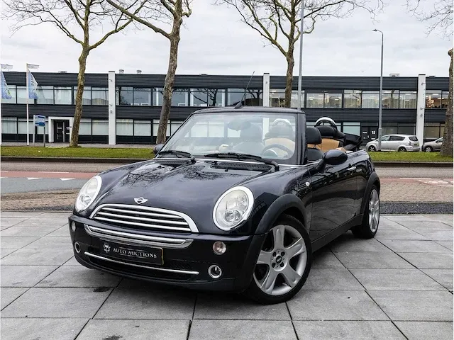Mini cooper cabrio 1.6 chili 2006 lederen bekleding stoelverwarming parkeersensoren climate control 17"inch, 90-tf-sj - afbeelding 1 van  38