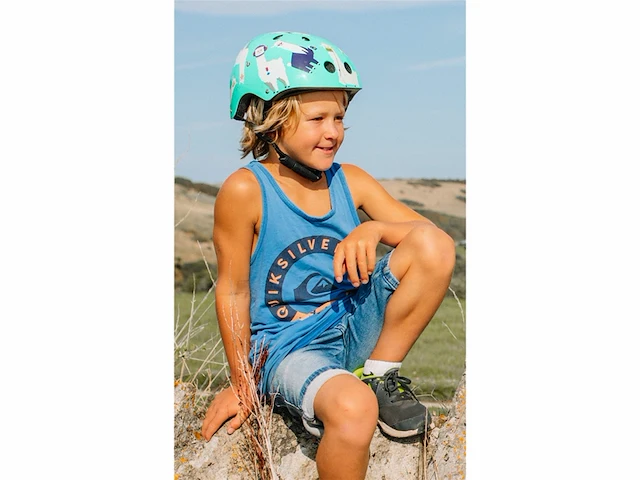 Mini hornit lids fietshelm voor kinderen met led achterlicht lazy llama - afbeelding 2 van  6