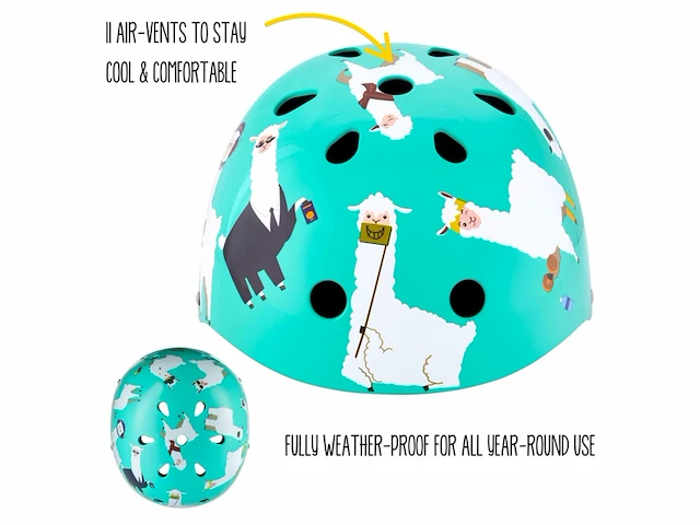 Mini hornit lids fietshelm voor kinderen met led achterlicht lazy llama - afbeelding 3 van  6