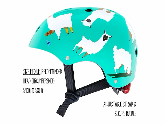 Mini hornit lids fietshelm voor kinderen met led achterlicht lazy llama - afbeelding 4 van  6