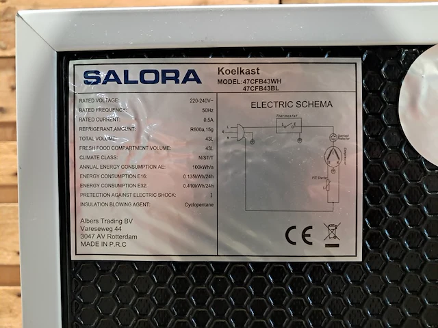 Mini koelkast, salora, 47cfb43wh - afbeelding 4 van  12