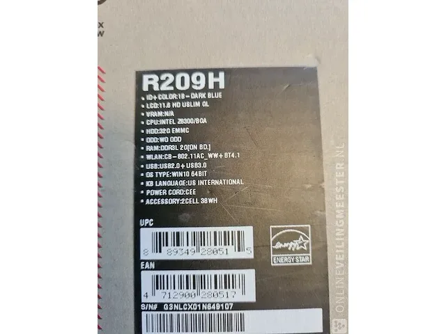 Mini laptop asus, r209h, blauw - afbeelding 3 van  4