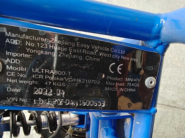 Mini quad electrisch 800 watt blauw - afbeelding 10 van  12